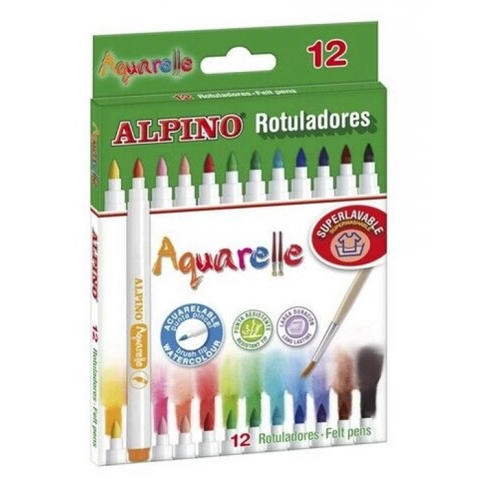 Alpino Aquarelle Fırça Uçlu Keçeli Kalem 12 Renk