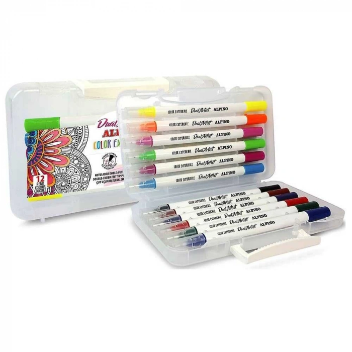 Alpino Çift Yönlü Fırça Uçlu Keçeli Kalem 12li