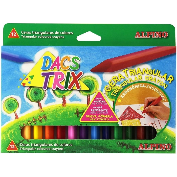 Alpino Dacstrix Üçgen Mum Boya 12 Renk Plastik Çantalı