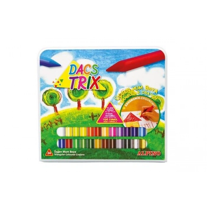Alpino Dacstrix Üçgen Mum Boya 24 Renk Plastik Çantalı