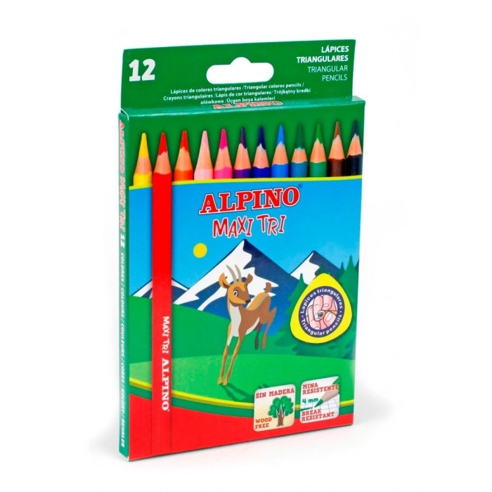 Alpino Maxi Tri Üçgen Jumbo Kalın Kuru Boya 12 Renk