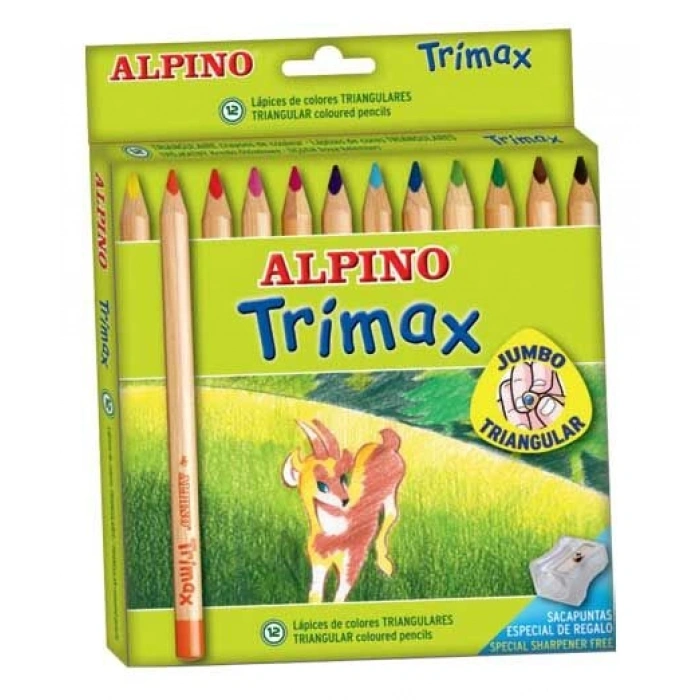 Alpino Trimax Üçgen Jumbo Kuru Boya 12 Renk