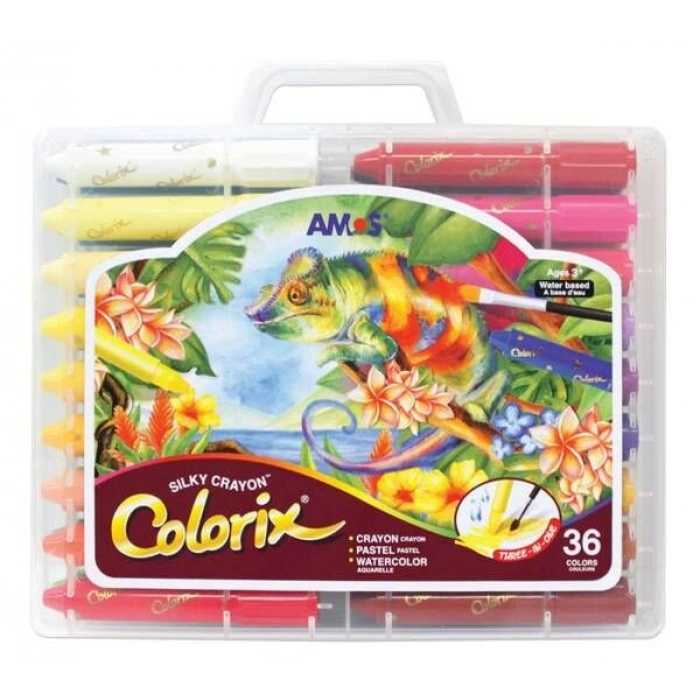 Amos Colorix Silky Crayon Üçü Bir Arada Boya 36 Renk