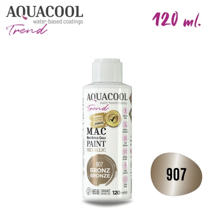 Aquacool Multi Akrilik Boya 120ml 907 Metalik Bronz