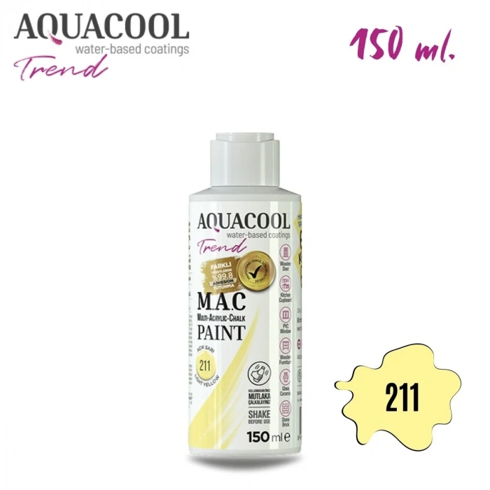 Aquacool Multi Akrilik Boya 150ml 211 Açık Sarı