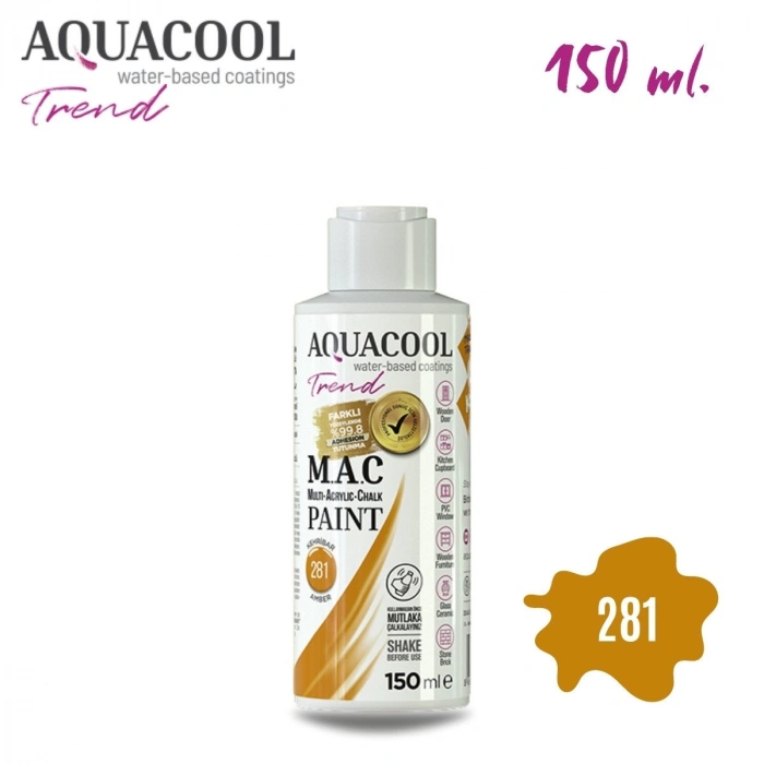 Aquacool Multi Akrilik Boya 150ml 281 Kehribar