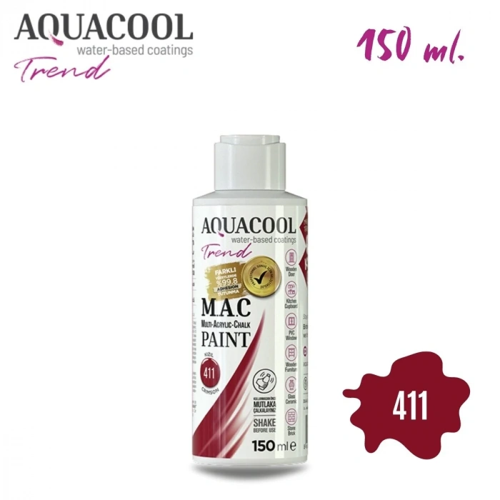 Aquacool Multi Akrilik Boya 150ml 411 Kızıl
