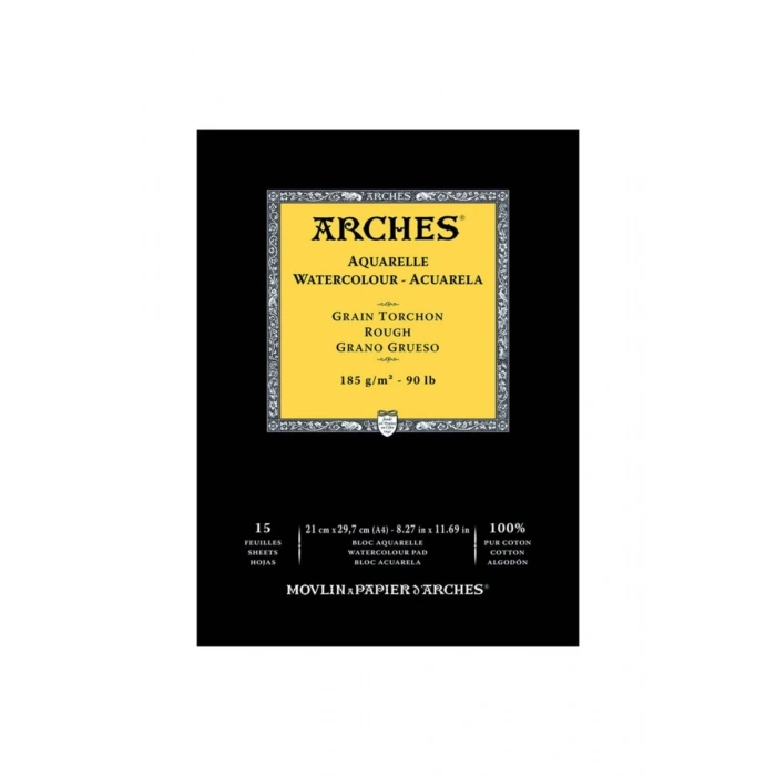 Arches Sulu Boya Defteri Blok Rough - Kalın Doku 185 gr. 21x29 cm. 15 Yaprak