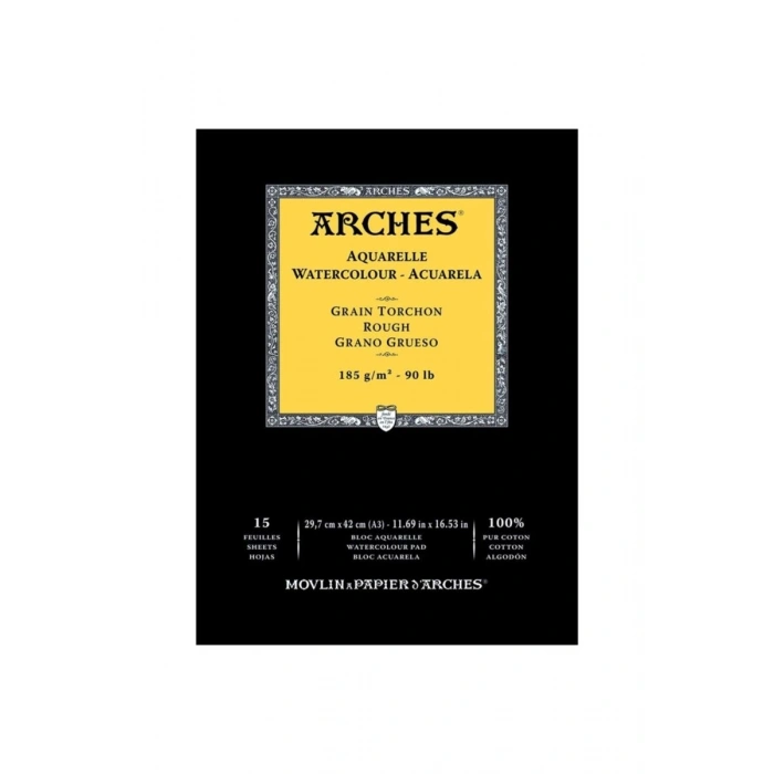 Arches Sulu Boya Defteri Blok Rough - Kalın Doku 185 gr. 29x42 cm. 15 Yaprak