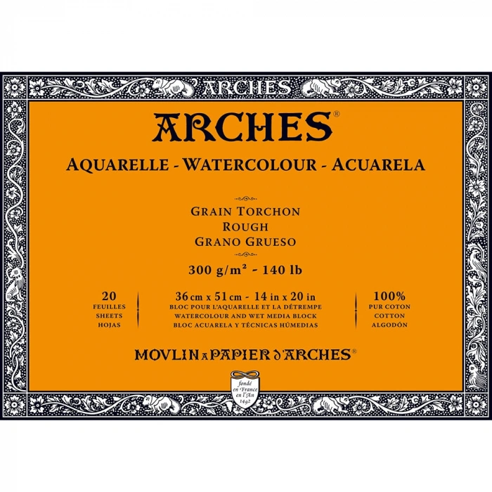 Arches Sulu Boya Defteri Blok Rough - Kalın Doku 300 gr. 36x51 cm. 20 Yaprak