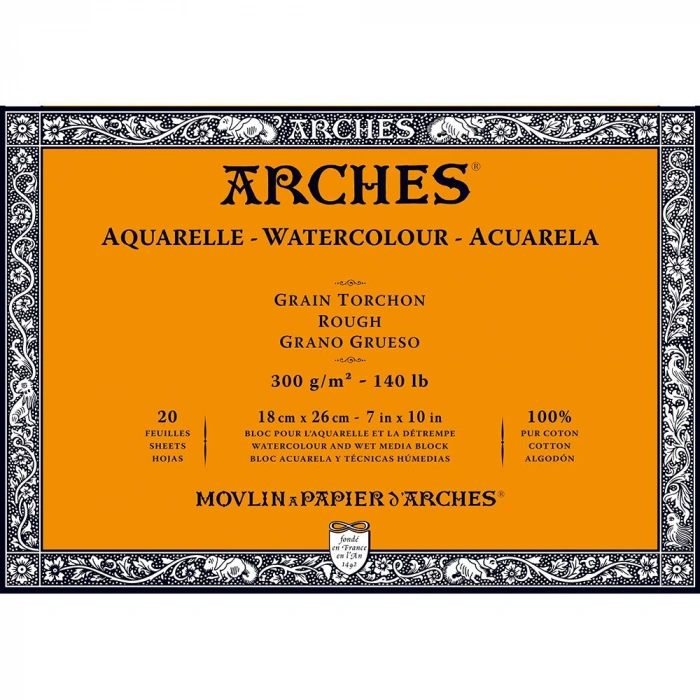 Arches Sulu Boya Defteri Blok Rough - Kalın Doku 300 gr. 18x26 cm. 20 Yaprak
