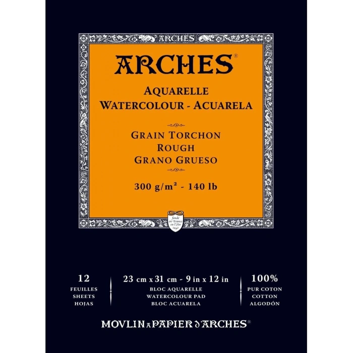 Arches Sulu Boya Defteri Blok Rough - Kalın Doku 300 gr. 23x31 cm. 12 Yaprak