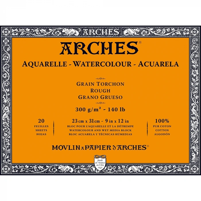 Arches Sulu Boya Defteri Blok Rough - Kalın Doku 300 gr. 23x31 cm. 20 Yaprak