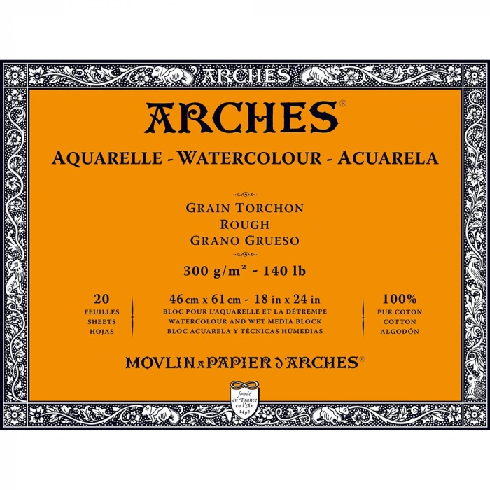 Arches Sulu Boya Defteri Blok Rough - Kalın Doku 300 gr. 46x61 cm. 20 Yaprak