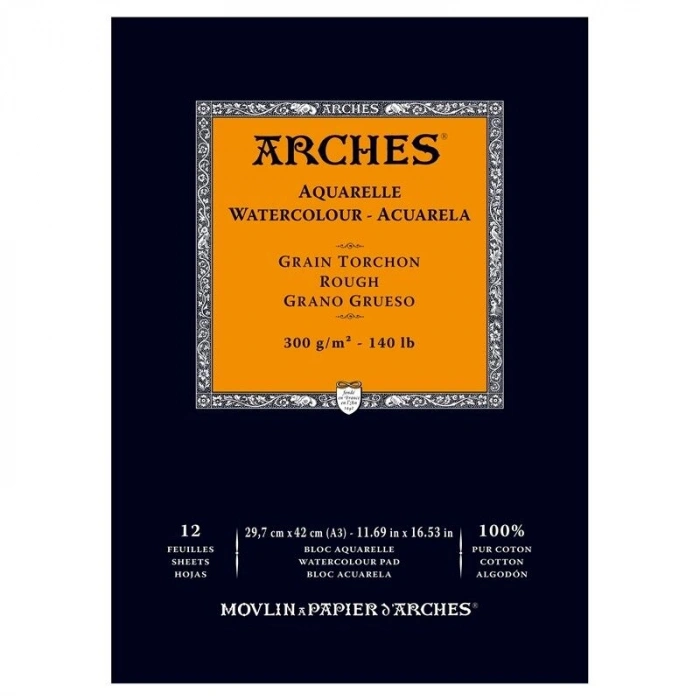 Arches Sulu Boya Defteri Blok Rough - Kalın Doku 300 gr. 29x42 cm. 12 Yaprak