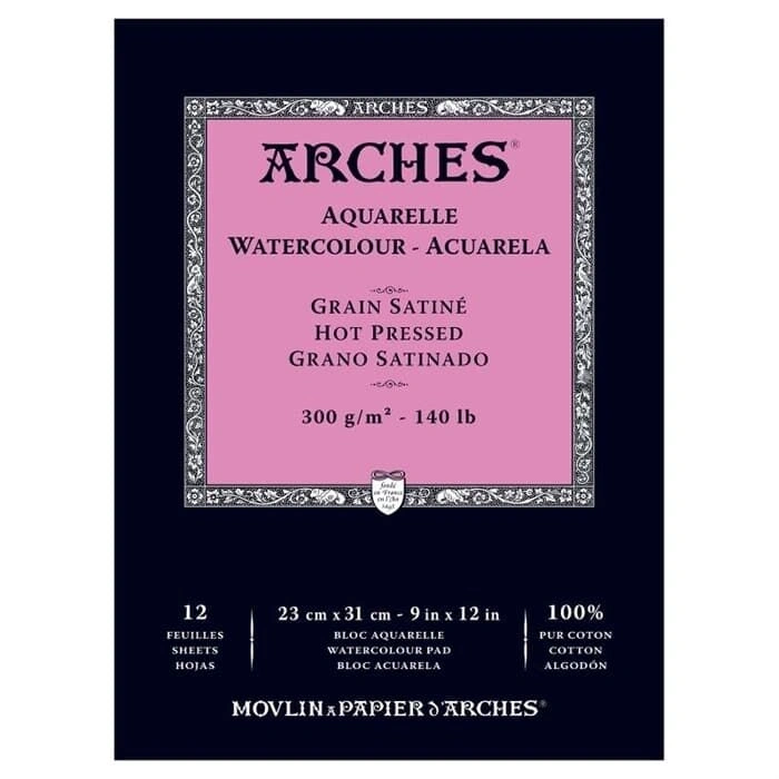 Arches Sulu Boya Defteri Blok Sıcak Baskı - Düz Doku 300 gr. 23x31 cm. 12 Yaprak