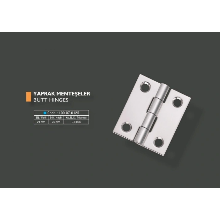 Armetal Yaprak Menteşe Polisajlı 304 Kalite 20X25X0,8 Mm