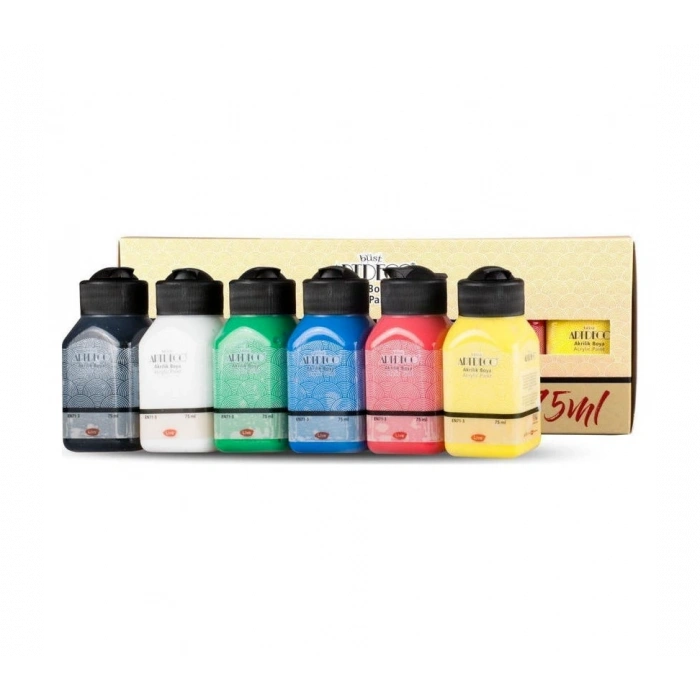 Artdeco Akrilik Boya Seti 6 Renk x 75ml. Canlı Renkler