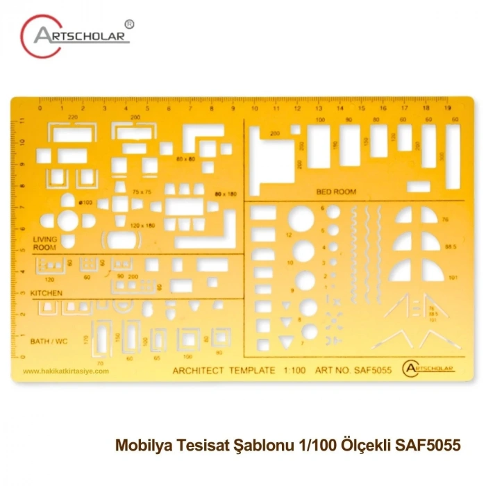 Artscholar Mobilya Tesisat Şablonu 1/100 Ölçekli