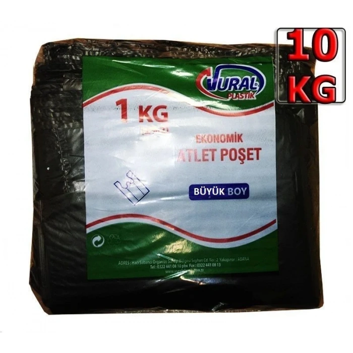 Atlet Poşet Siyah Büyük Boy ( 10 Kg )