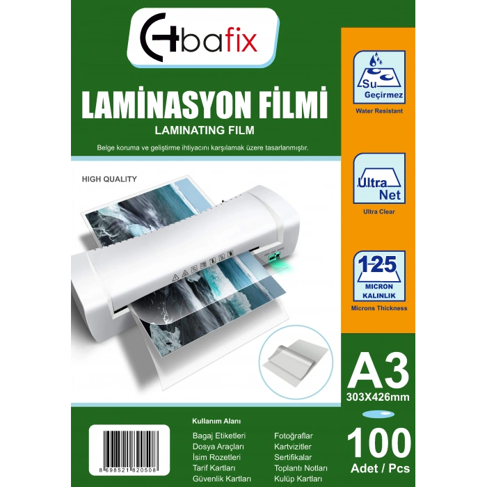 Bafix Laminasyon Filmi A3 125 MIC 303-426