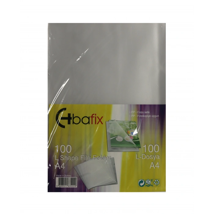 Bafix Poşet Dosya L Tipi A4 Şeffaf 90 Micron