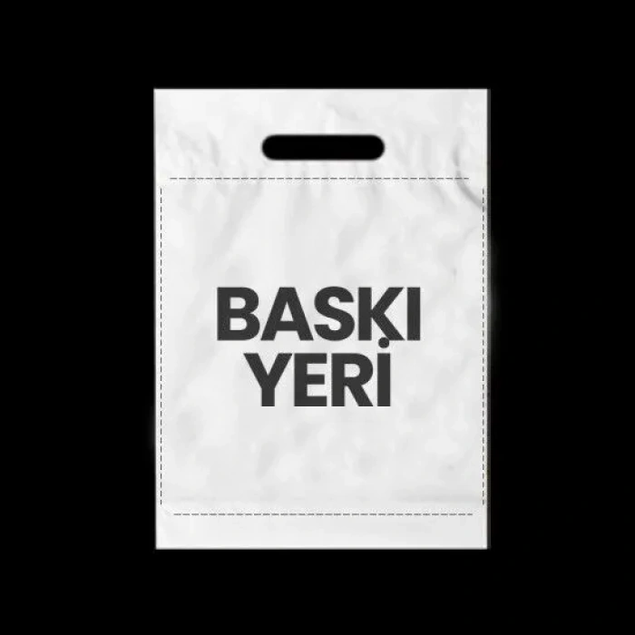 BASKILI BEYAZ EL GEÇMELİ MAĞAZA POŞETİ