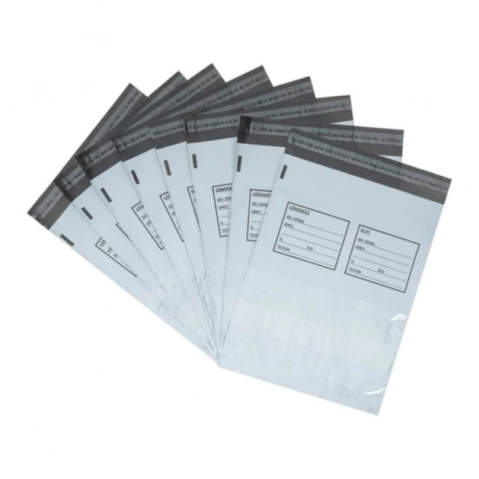 BASKISIZ CEPLİ KARGO POŞETİ GÖNDERİCİ-ALICI BASKILI 30X38+5 CM 1000 adet