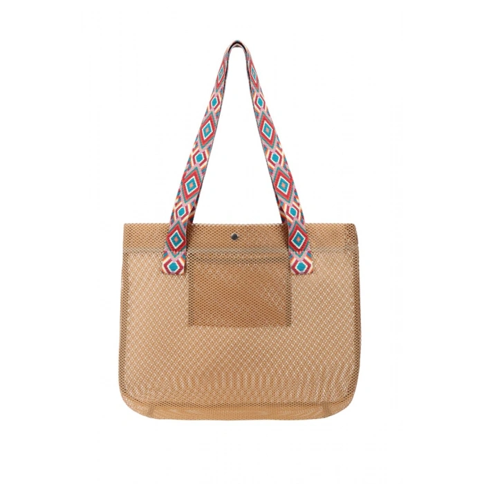 BBack File Kadın Plaj Çantası / Günlük El Ve Omuz Çantası 44x37 cm. TABA