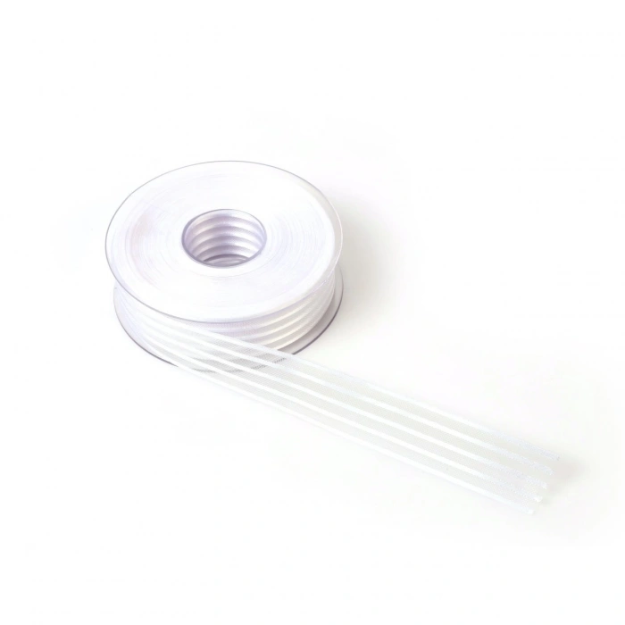 Beyaz Saten Çizgili Şifon Kurdele