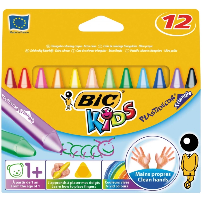 Bic Elleri Kirletmeyen Üçgen Pastel 12li Kutu