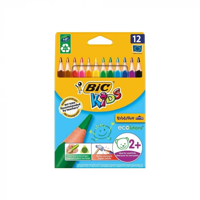 Bic Evolution Üçgen Jumbo Kuru Boya 12li