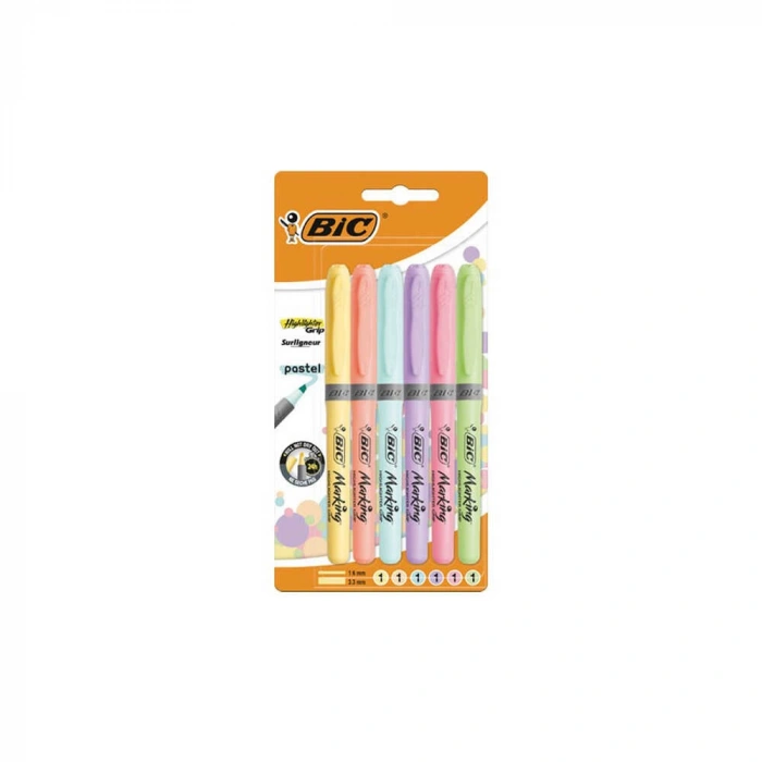 Bic Grip Fosforlu Kalem Pastel 6lı Set