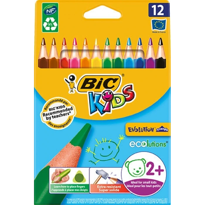 Bic Kids Evolution Triangle Üçgen Jumbo Boya Kalemi 12 Renk