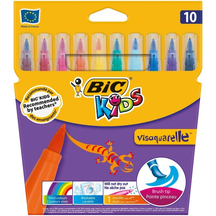 Bic Kids Visaquarelle Fırça Uçlu Keçeli Boya Kalemi 10 Renk