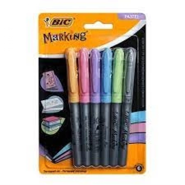 Bic Marking Color Permanent Marker Pastel Renkler 6 lı