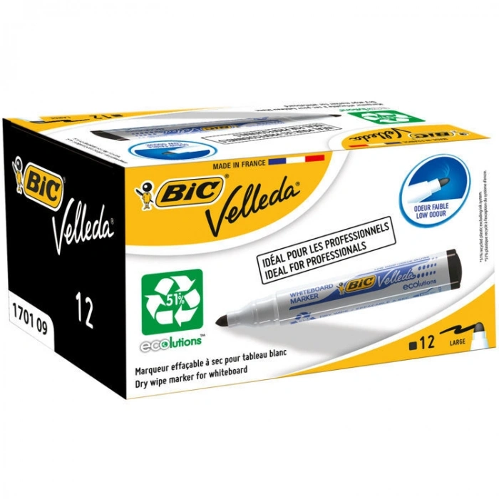 Bic Velleda 1701 Beyaz Tahta Kalemi Siyah 12li Kutu