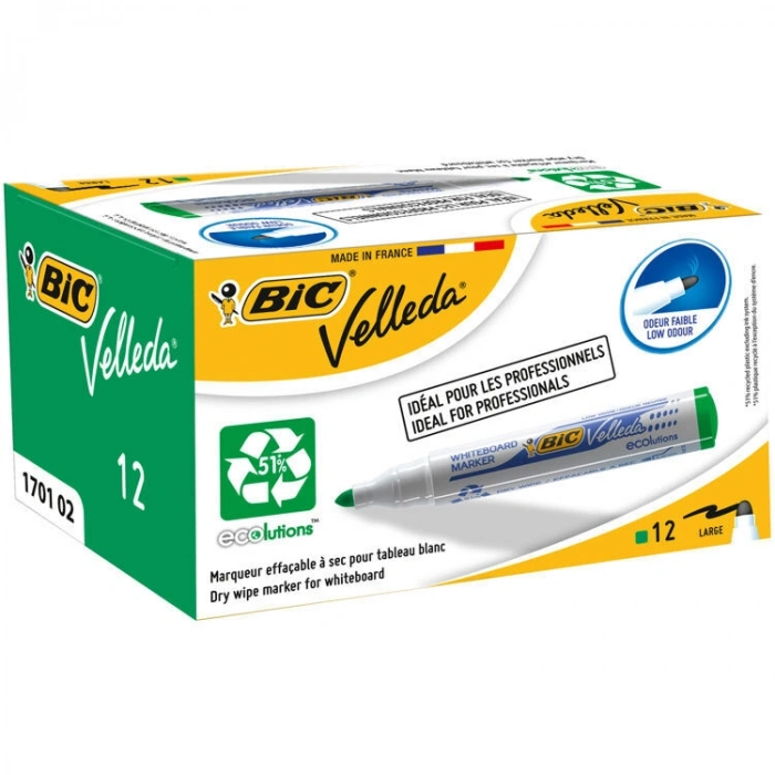 Bic Velleda 1701 Beyaz Tahta Kalemi Yeşil 12li Kutu