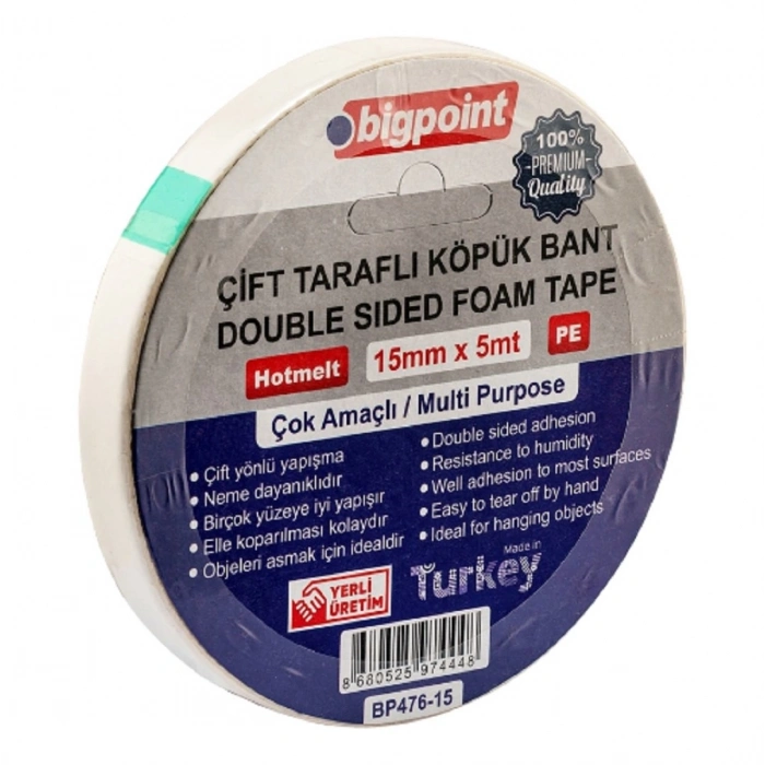 Bigpoint Çift Taraflı Köpük Bant 15mmx5m
