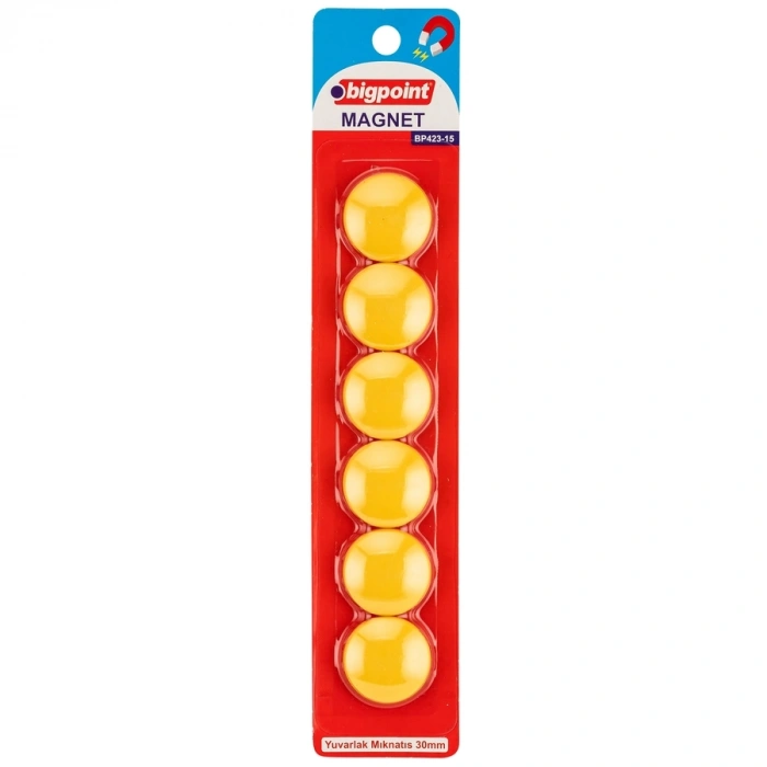 Bigpoint Magnet 30mm (Mıknatıs) Sarı 6lı Blister