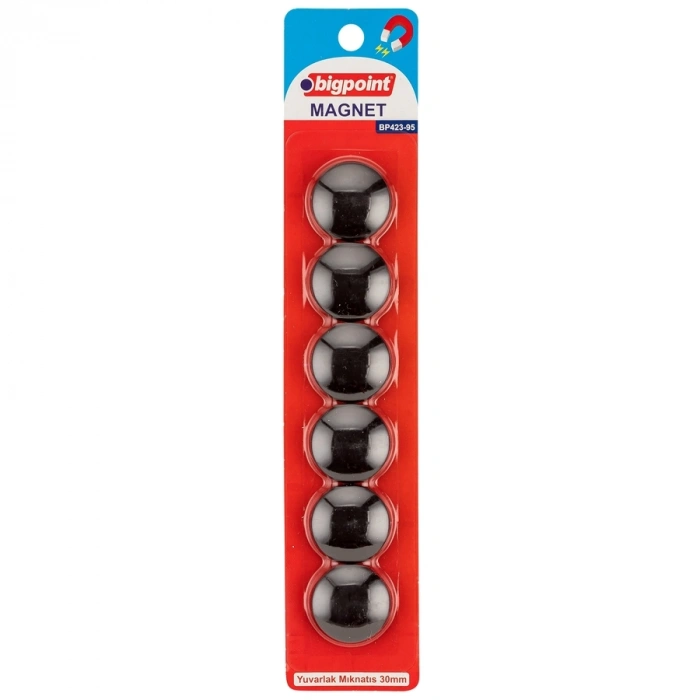 Bigpoint Magnet 30mm (Mıknatıs) Siyah 6lı Blister