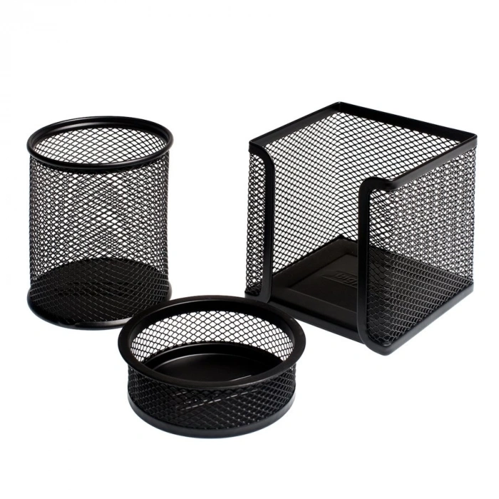 Bigpoint Masaüstü Metal Perfore Kalemlik Seti 3lü Siyah