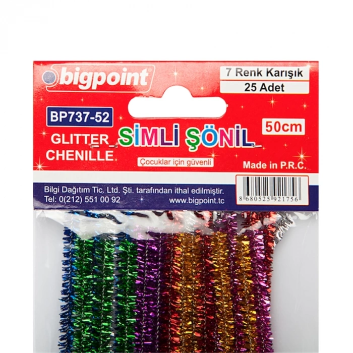 Bigpoint Simli Şönil 50 cm 7 Renk / 25li Poşet