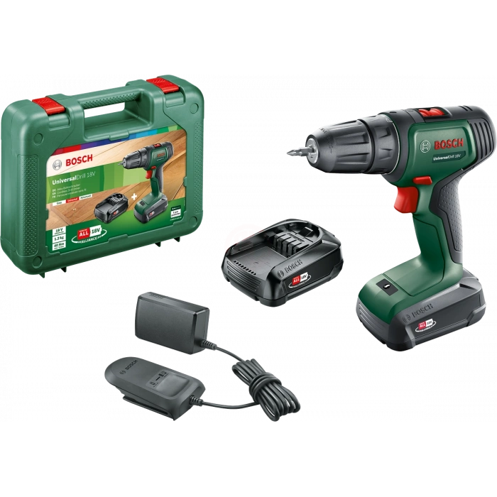 Bosch Akülü Vidalama Matkabı UniversalDrill 18 (2 x 1,5 Ah Akü) - 06039D4002