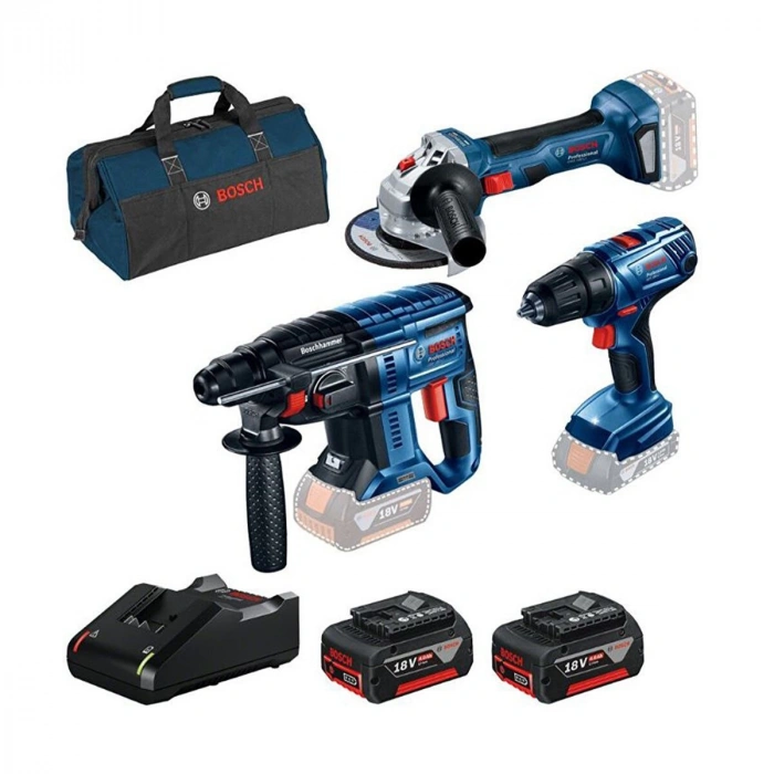 Bosch GBH 180 Li+GSR 180 Li+GWS 180 li+Raf Bag Takım Çantalı Set (2x4,0 Ah)