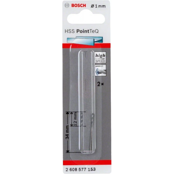 Bosch Metal Matkap Ucu HSS PointTeQ (DIN 338) 1,0 mm (2 Adet) - 2608577153