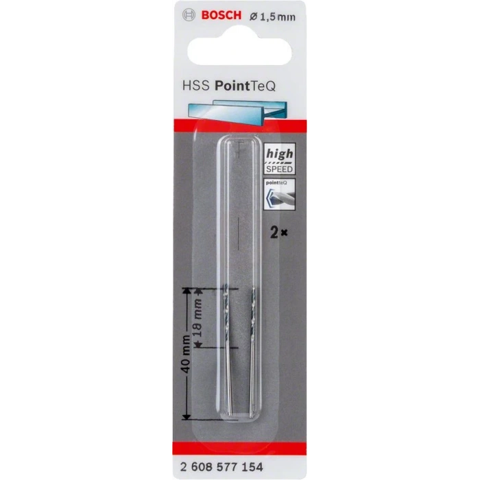 Bosch Metal Matkap Ucu HSS PointTeQ (DIN 338) 1,5 mm (2 Adet) - 2608577154