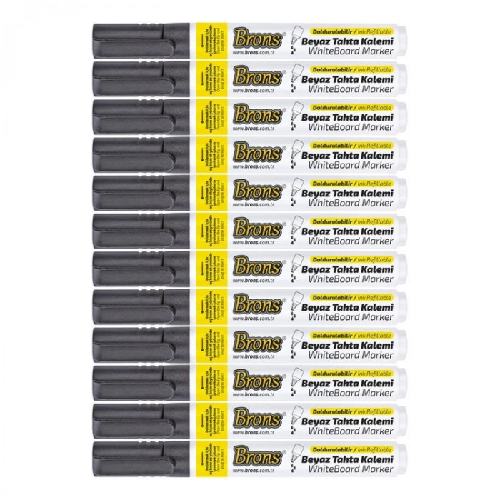 Brons Doldurulabilir Tahta Kalemi Siyah 12li Kutu