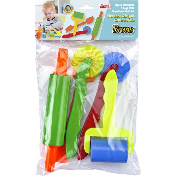 Brons Oyun Hamuru Kalıbı Merdane & Bıçak Seti 5 Parça