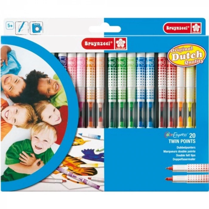 Bruynzeel Çift Taraflı Keçeli Kalem Twin Points 20li